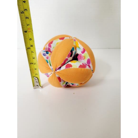 LOVEVERY Organic Montessori Ball 3.5” Diameter Orange Floral - Picture 3 of 3
